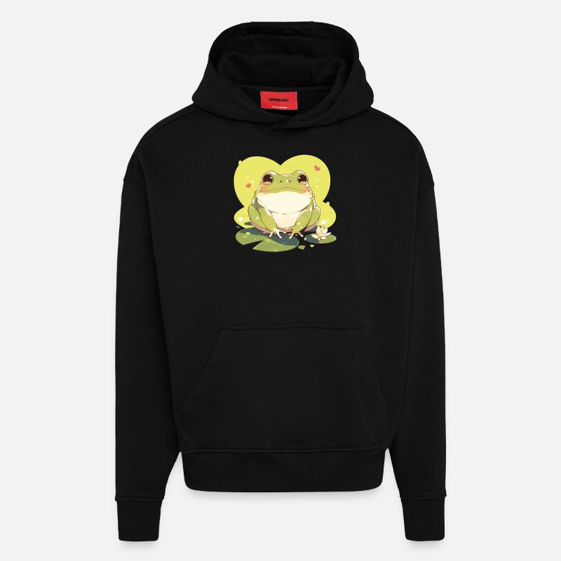 Crapaud crapaud crapaud - Sweat à capuche bio épais oversize fabriqué en UE - SOLID BLACK