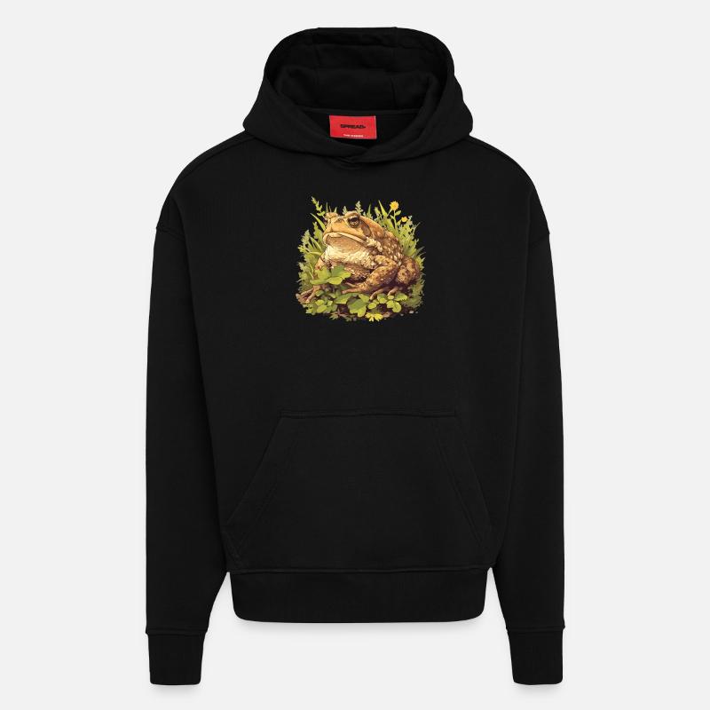 Crapaud crapaud crapaud - Sweat à capuche bio épais oversize fabriqué en UE - SOLID BLACK