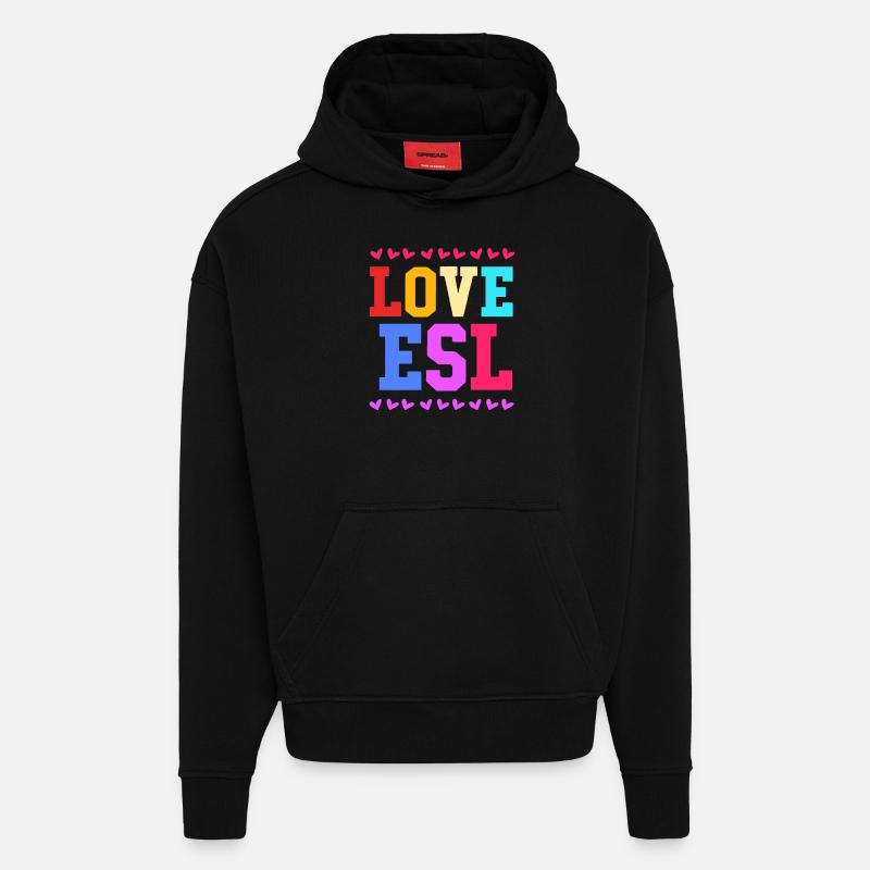 Professeur d’anglais Professeur d’anglais - Sweat à capuche bio épais oversize fabriqué en UE - SOLID BLACK