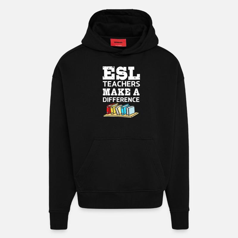 Professeur d’anglais Professeur d’anglais - Sweat à capuche bio épais oversize fabriqué en UE - SOLID BLACK