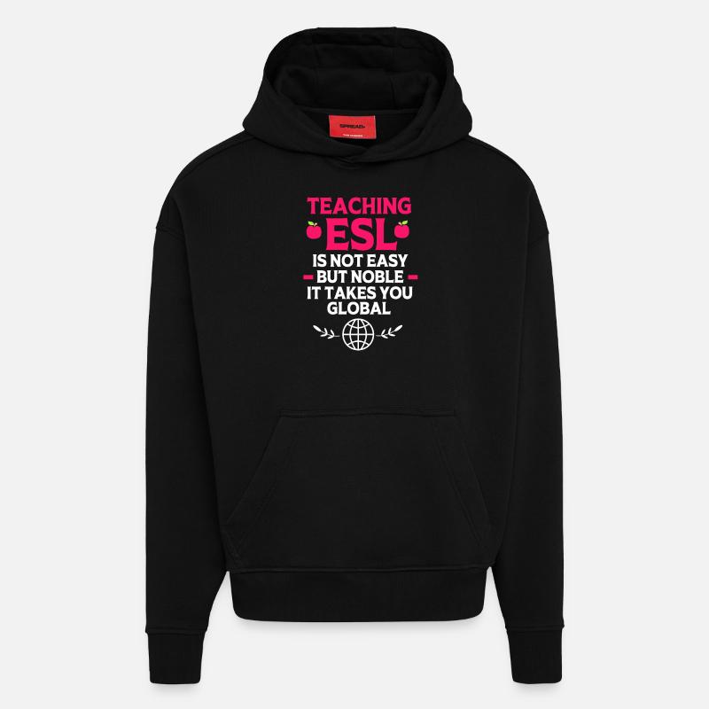 Professeur d’anglais Professeur d’anglais - Sweat à capuche bio épais oversize fabriqué en UE - SOLID BLACK