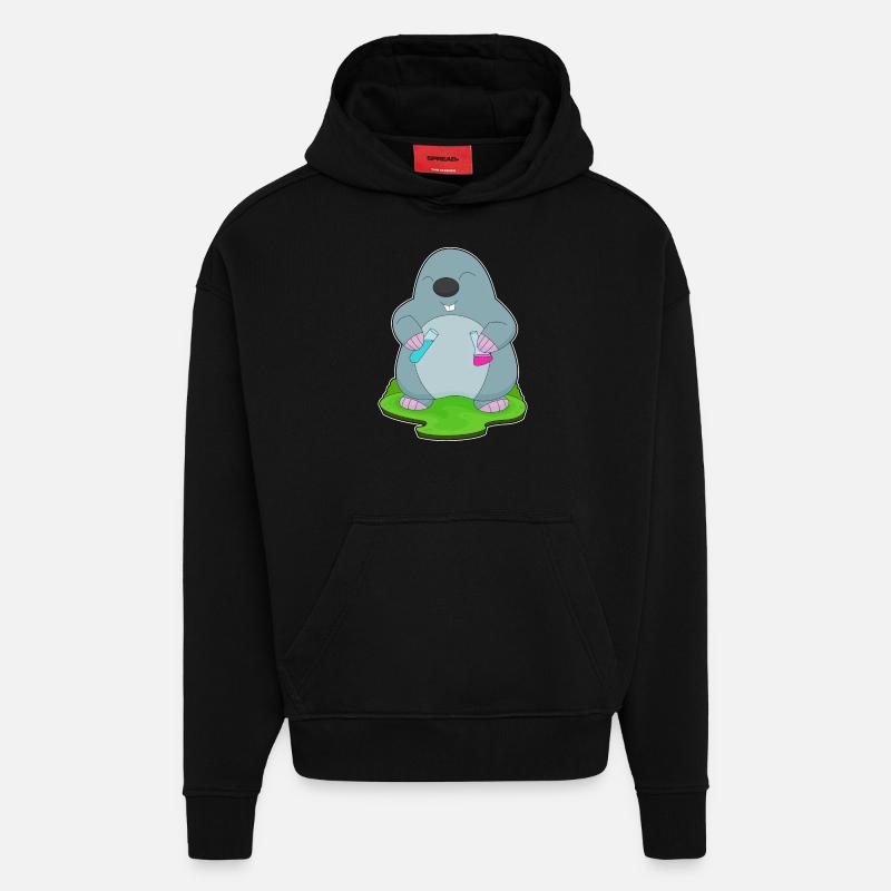 Mole Scientist Test Tube - Hoodie- made by SPREAD  - SOLID BLACK