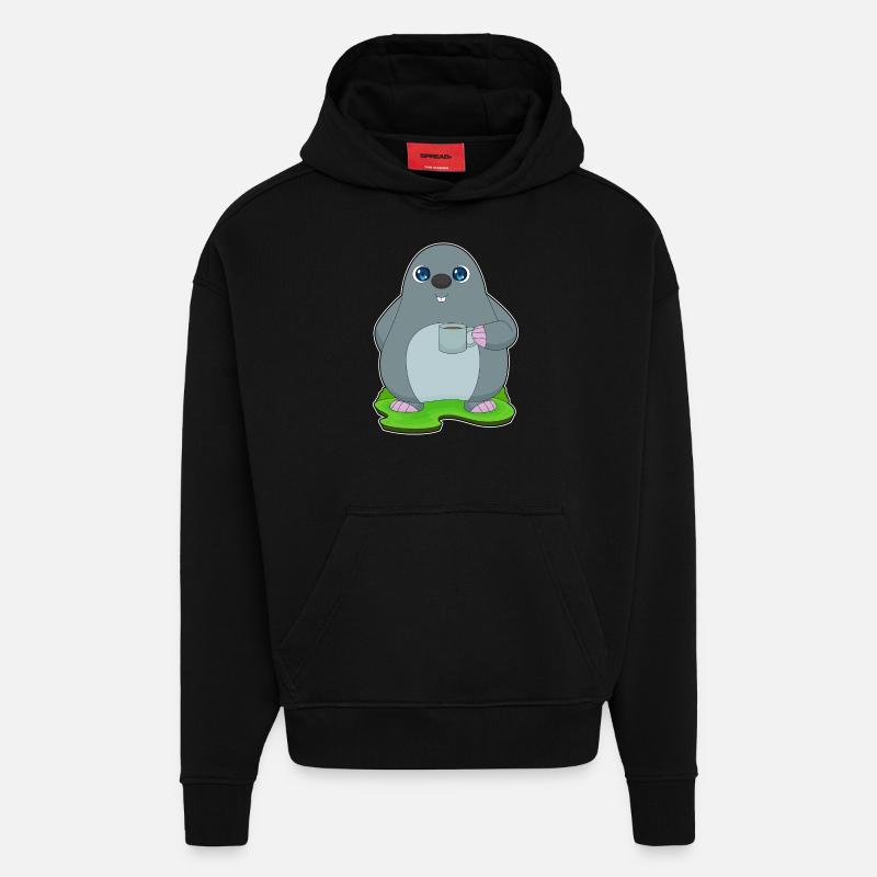 Mole Coffee Tassee - Hoodie- made by SPREAD - SOLID BLACK