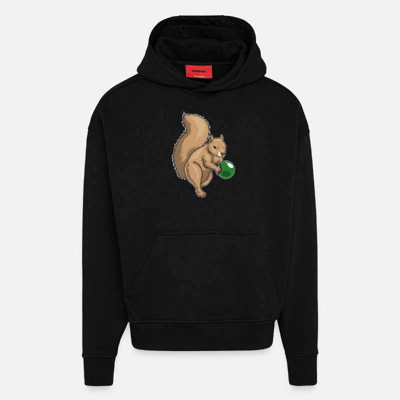 Squirrel Bowling Bowling Ball - Hoodie- made by SPREAD  - SOLID BLACK