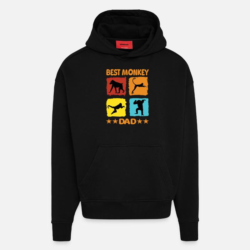 Best Monkey Dad - Hoodie- made by SPREAD  - SOLID BLACK