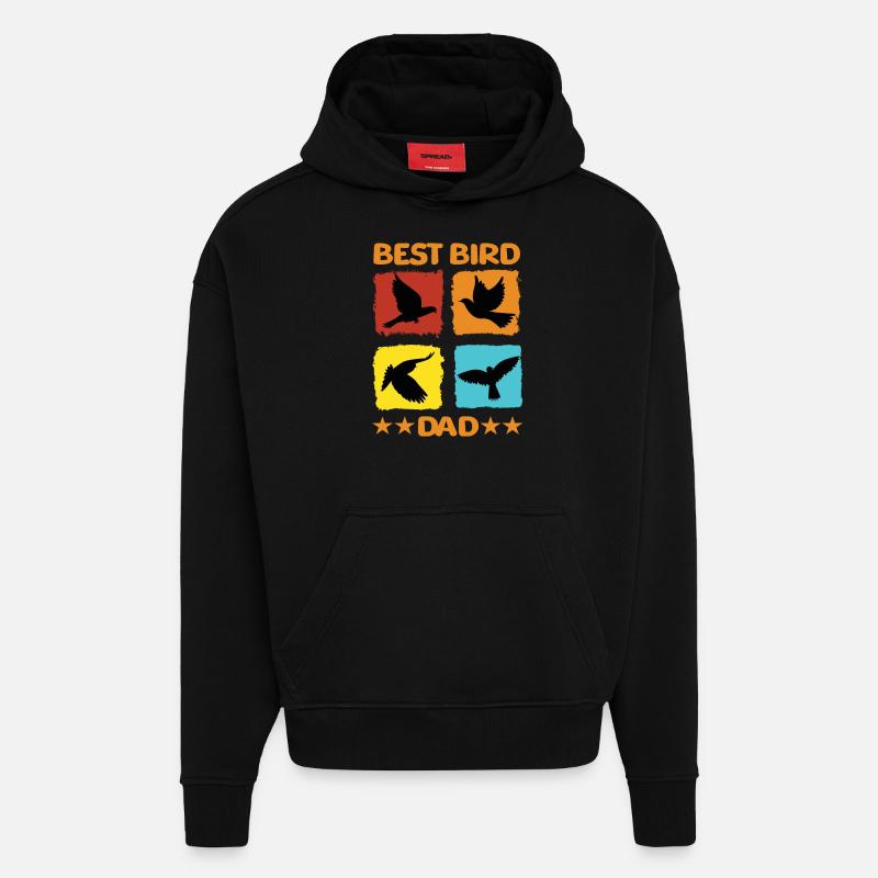 Meilleur papa oiseau - Sweat à capuche bio épais oversize fabriqué en UE - SOLID BLACK