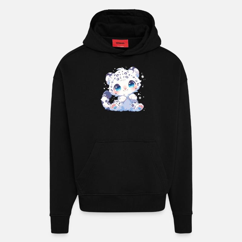 Snow Leopard Schneeleoparden Schneeleopard - Hoodie- made by SPREAD  - SOLID BLACK