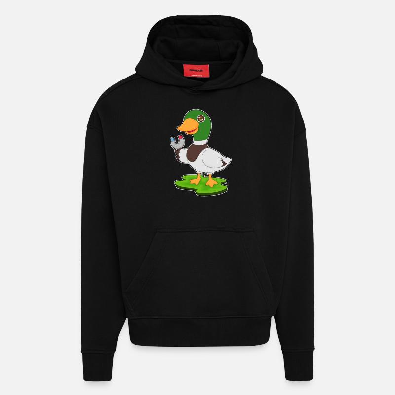 Aimant à canard - Sweat à capuche bio épais oversize fabriqué en UE - SOLID BLACK