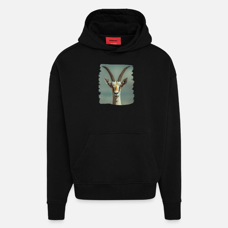 Antilope antilope antilope ouverte - Sweat à capuche bio épais oversize fabriqué en UE - SOLID BLACK