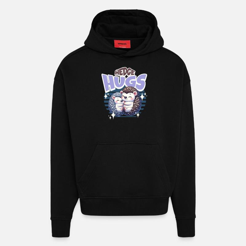 Câlins de hérisson - Sweat à capuche bio épais oversize fabriqué en UE - SOLID BLACK