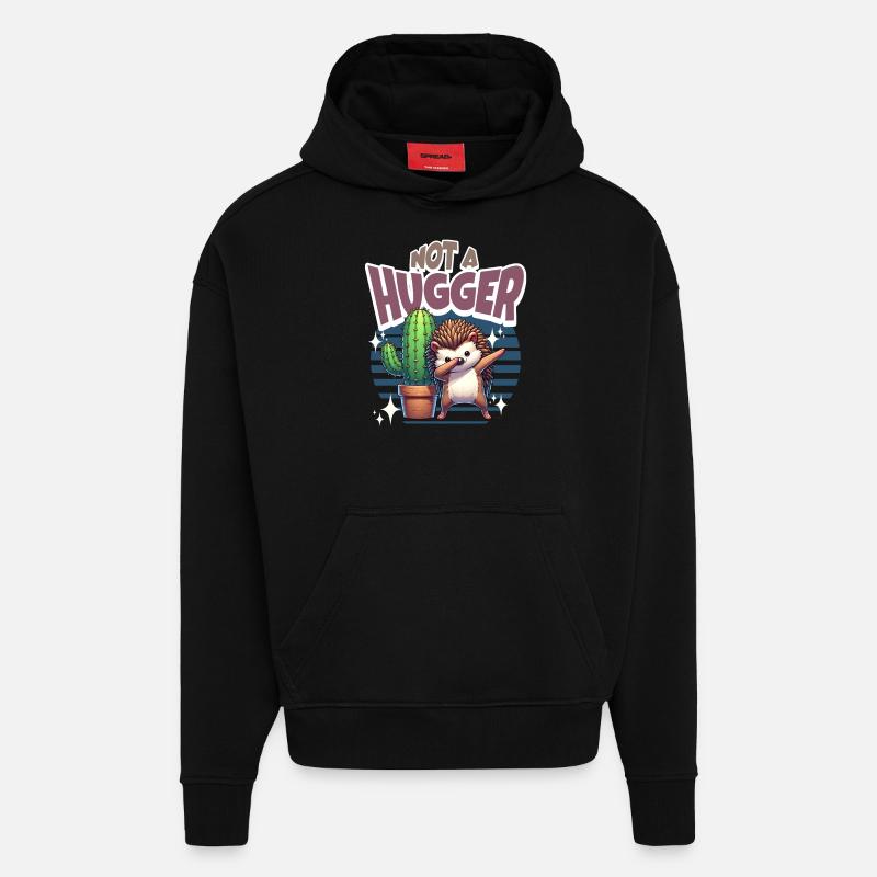 Pas un cactus hérisson Hugger - Sweat à capuche bio épais oversize fabriqué en UE - SOLID BLACK
