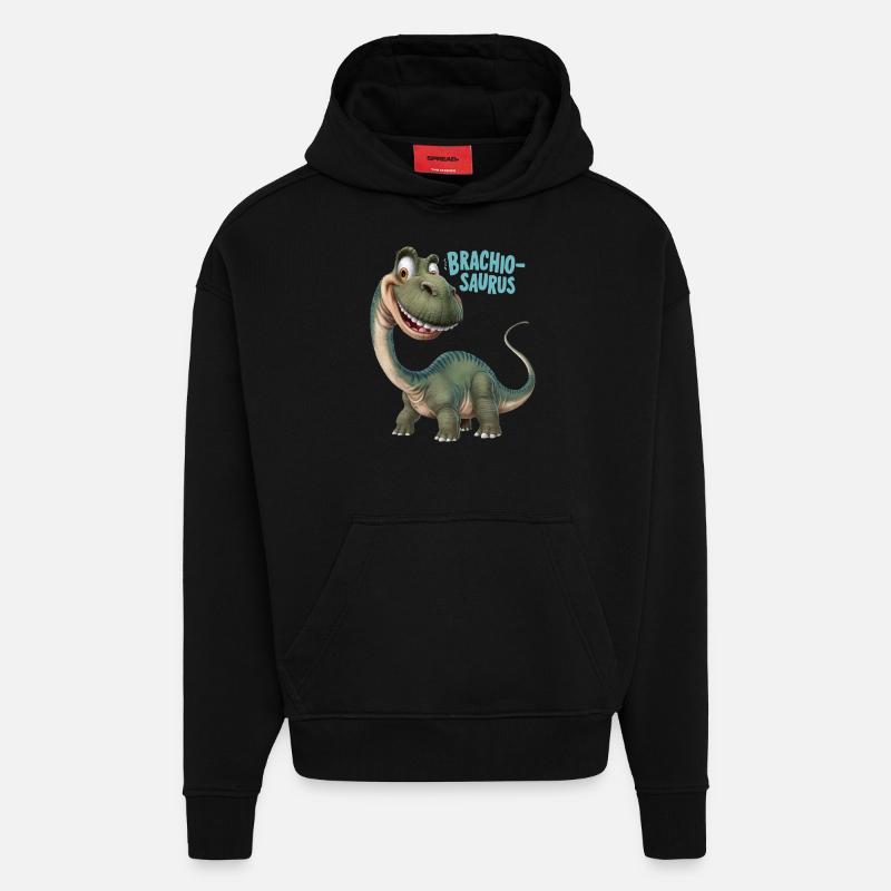 DINOSAURIER, BRACHIO SAURUS - Hoodie- made by SPREAD  - SOLID BLACK