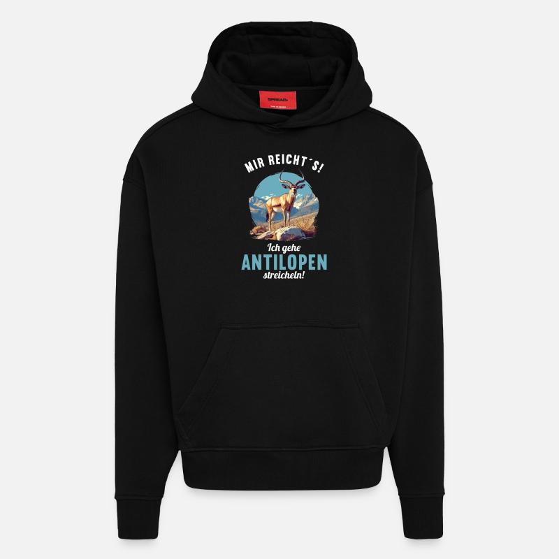 Antilope antilope antilope ouverte - Sweat à capuche bio épais oversize fabriqué en UE - SOLID BLACK