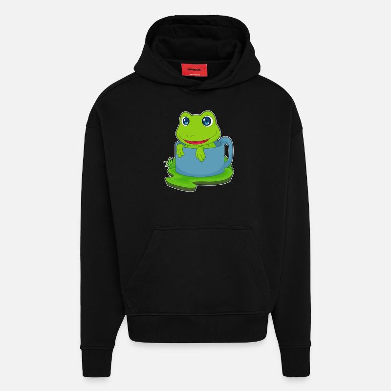 Mug grenouille - Sweat à capuche bio épais oversize fabriqué en UE - SOLID BLACK