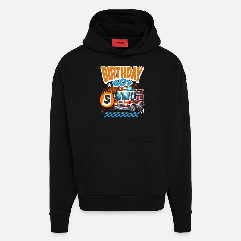 5e anniversaire des pompiers - Sweat à capuche bio épais oversize fabriqué en UE - SOLID BLACK