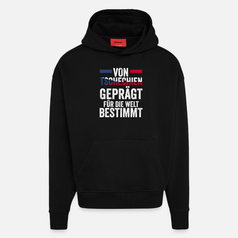 Tchèques République tchèque - Sweat à capuche bio épais oversize fabriqué en UE - SOLID BLACK