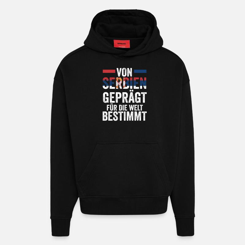 Serbe Serbe Serbie - Sweat à capuche bio épais oversize fabriqué en UE - SOLID BLACK