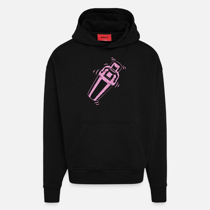 Barman Mixologue Shaker - Sweat à capuche bio épais oversize fabriqué en UE - SOLID BLACK