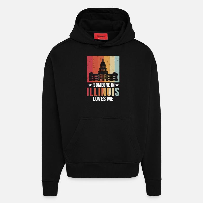 Quelqu’un dans l’Illinois m’aime - Sweat à capuche bio épais oversize fabriqué en UE - SOLID BLACK