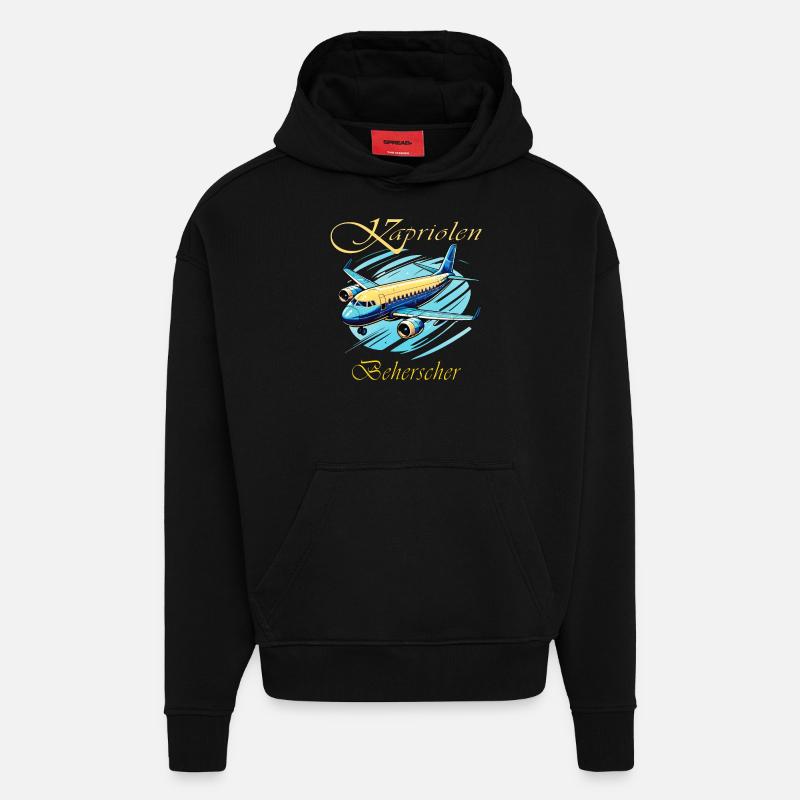 AVION Capers Masters - Sweat à capuche bio épais oversize fabriqué en UE - SOLID BLACK