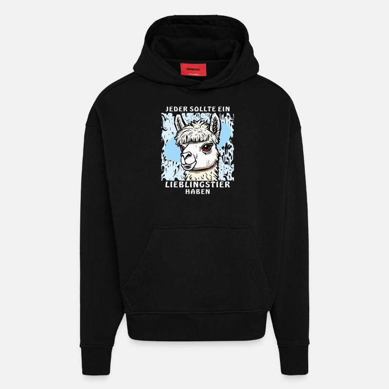 ANIMAL PRÉFÉRÉ DE L’ALPAGA - Sweat à capuche bio épais oversize fabriqué en UE - SOLID BLACK