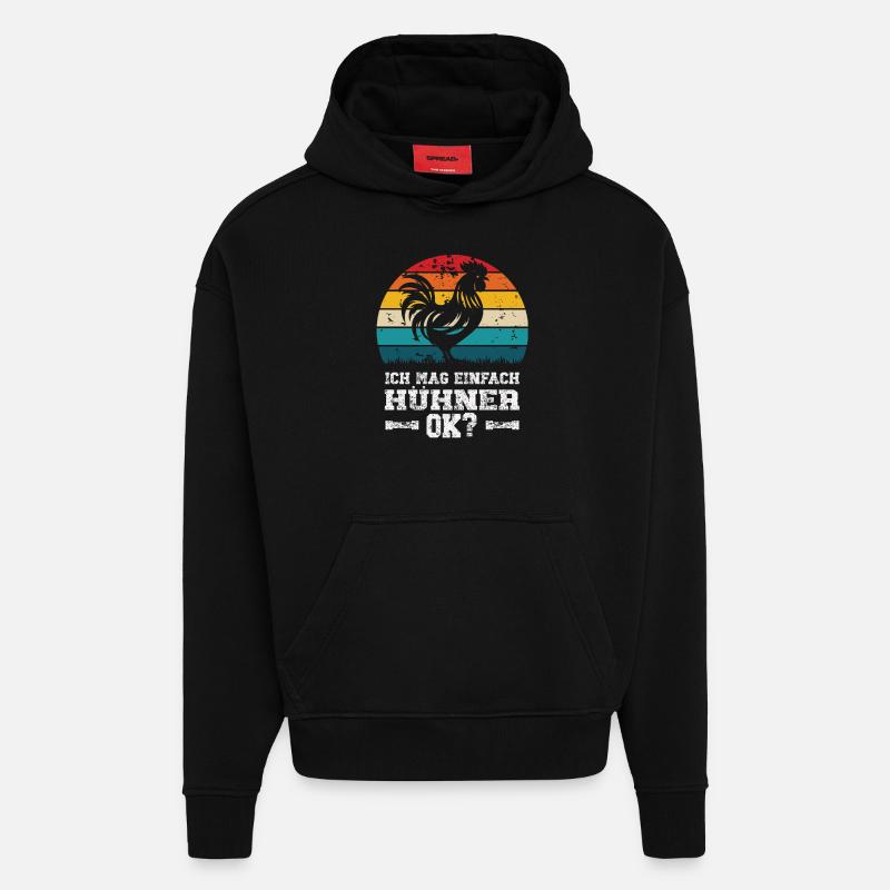 Ich mag Hühner - Hoodie- made by SPREAD  - SOLID BLACK