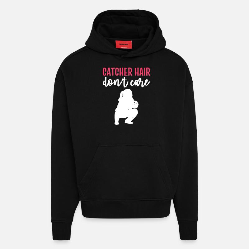 Softball Joueurs de softball - Sweat à capuche bio épais oversize fabriqué en UE - SOLID BLACK
