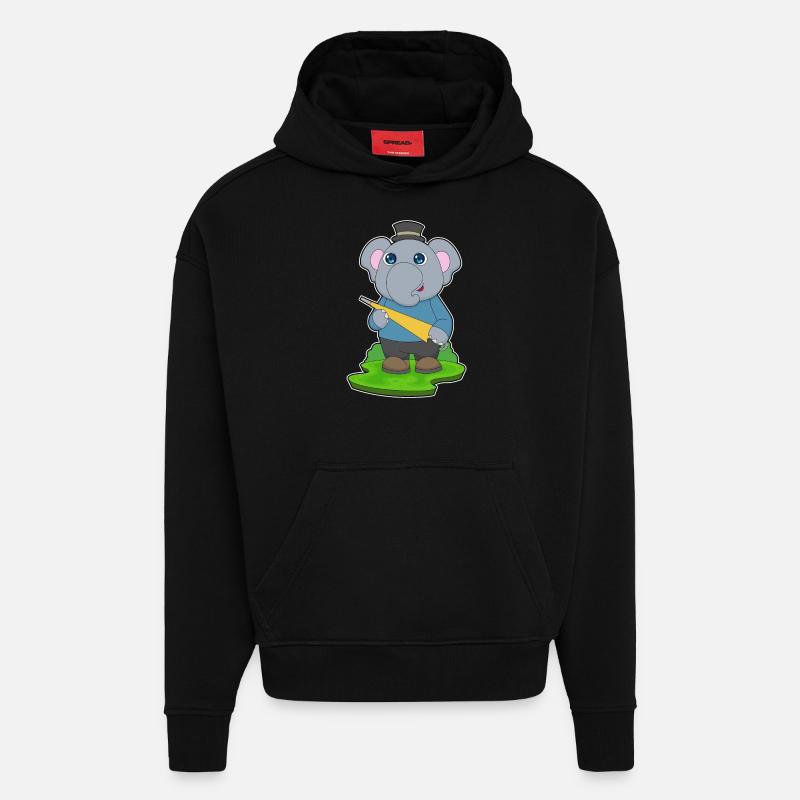 Parapluie éléphant - Sweat à capuche bio épais oversize fabriqué en UE - SOLID BLACK