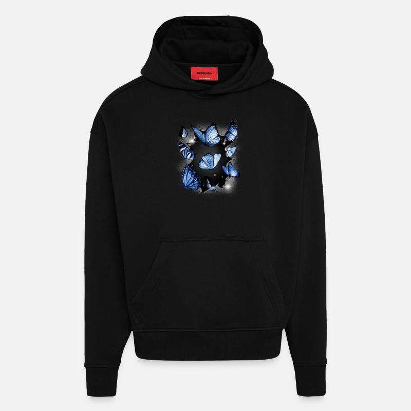 Papillons Papillon Insecte Insectes - Sweat à capuche bio épais oversize fabriqué en UE - SOLID BLACK
