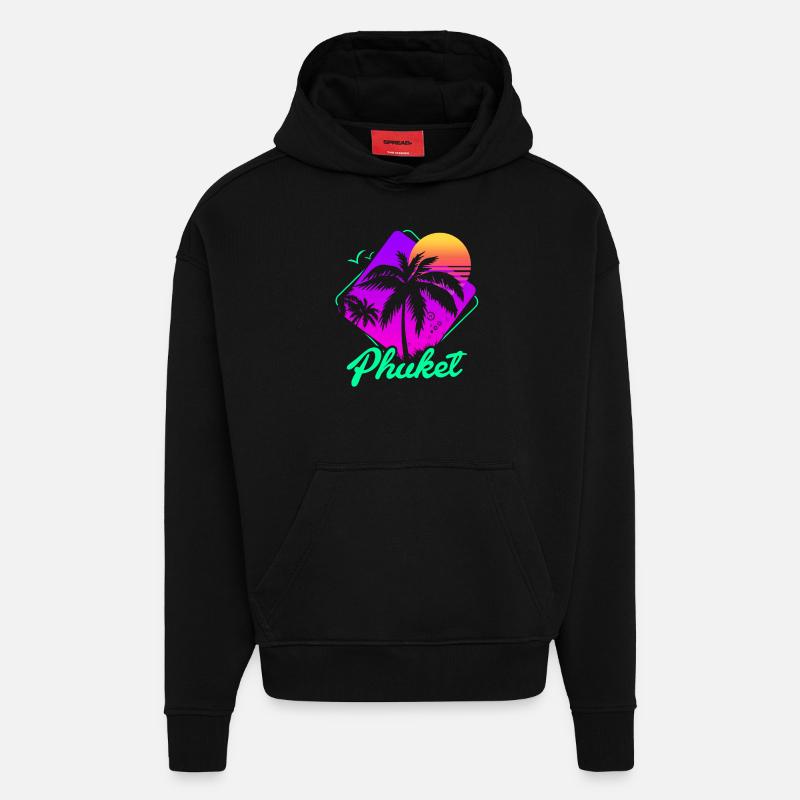 Thaïlande Langue thaïlandaise Phuket - Sweat à capuche bio épais oversize fabriqué en UE - SOLID BLACK