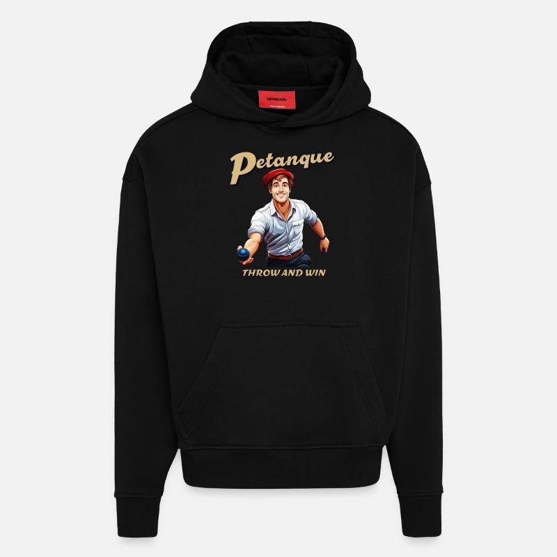 PETANQUE THROW AND WIN - Hoodie- made by SPREAD  - SOLID BLACK