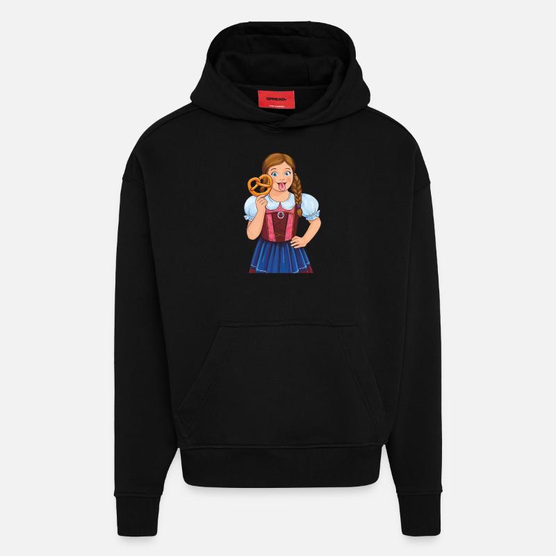 MÄDCHEN DIRNDL BREZEL - Hoodie- made by SPREAD  - SOLID BLACK