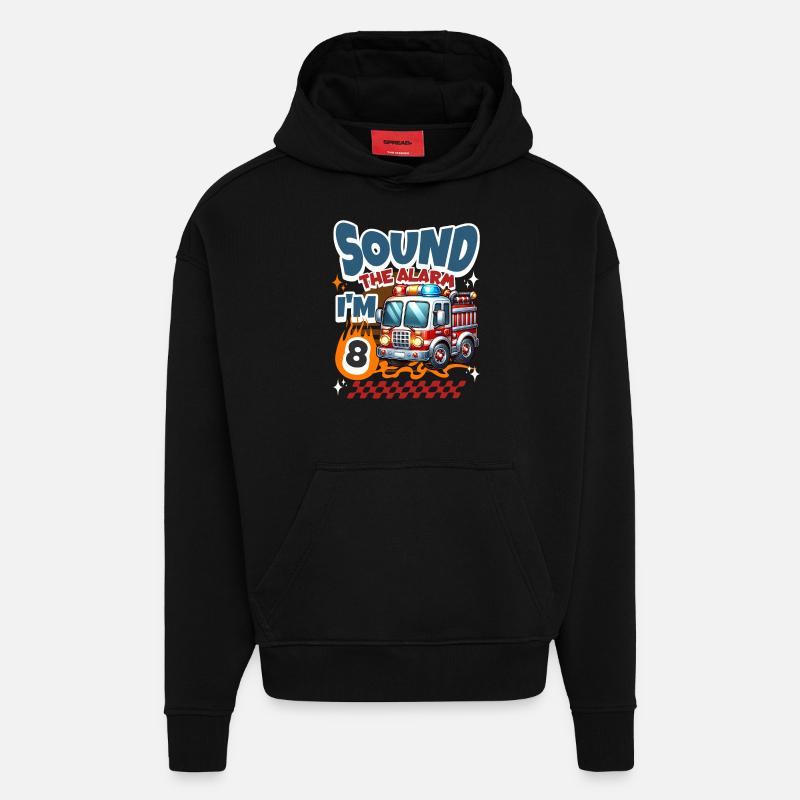 8e anniversaire des pompiers - Sweat à capuche bio épais oversize fabriqué en UE - SOLID BLACK