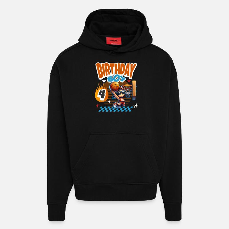 Basketball 4e anniversaire - Sweat à capuche bio épais oversize fabriqué en UE - SOLID BLACK