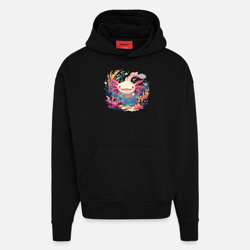 Axolotl - Sweat à capuche bio épais oversize fabriqué en UE - SOLID BLACK