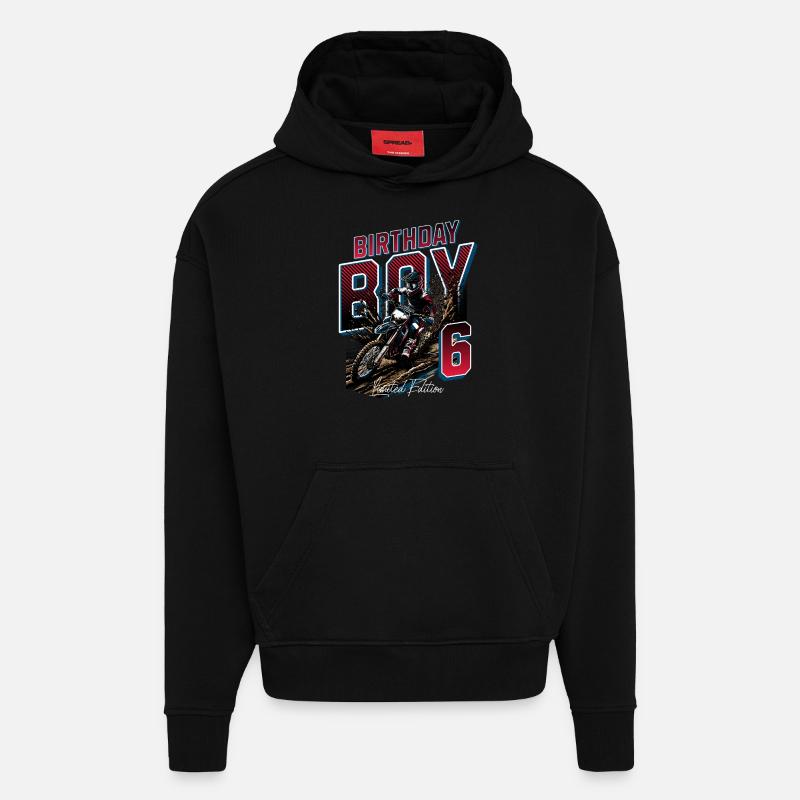 6e anniversaire de motocross - Sweat à capuche bio épais oversize fabriqué en UE - SOLID BLACK