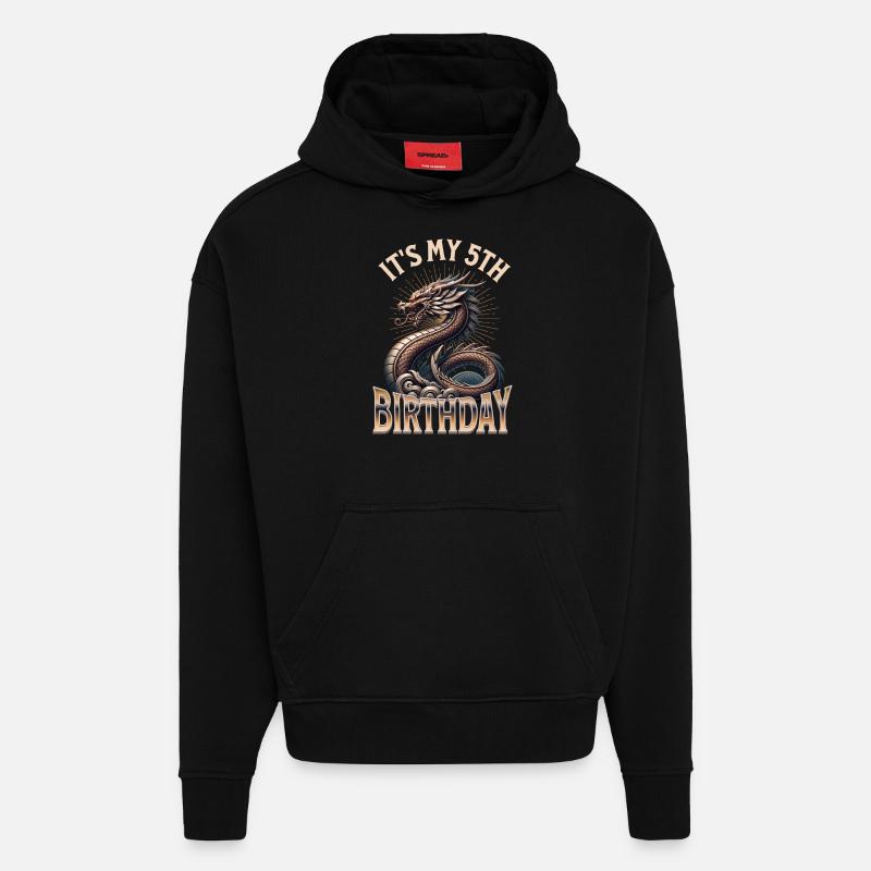 Dragon 5ème anniversaire Dragon - Sweat à capuche bio épais oversize fabriqué en UE - SOLID BLACK