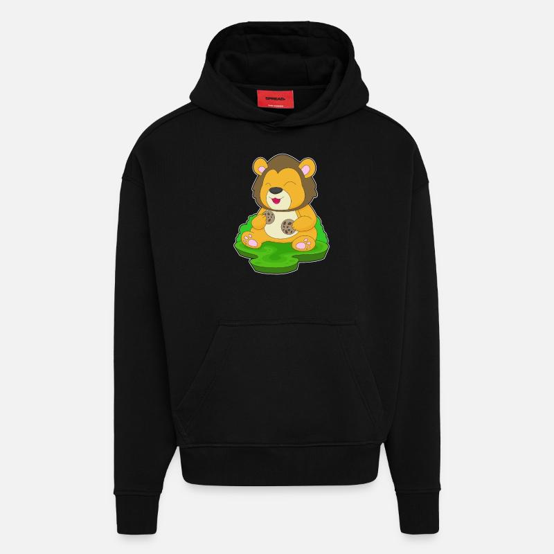 Biscuits Lion - Sweat à capuche bio épais oversize fabriqué en UE - SOLID BLACK