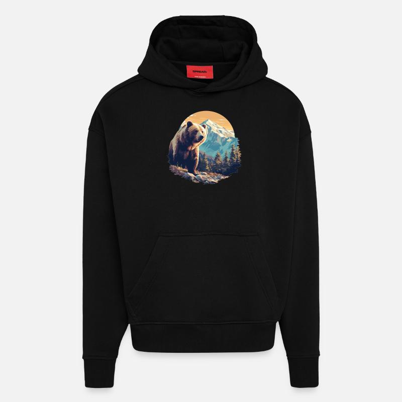 Ours Bären Bär - Sweat à capuche bio épais oversize fabriqué en UE - SOLID BLACK
