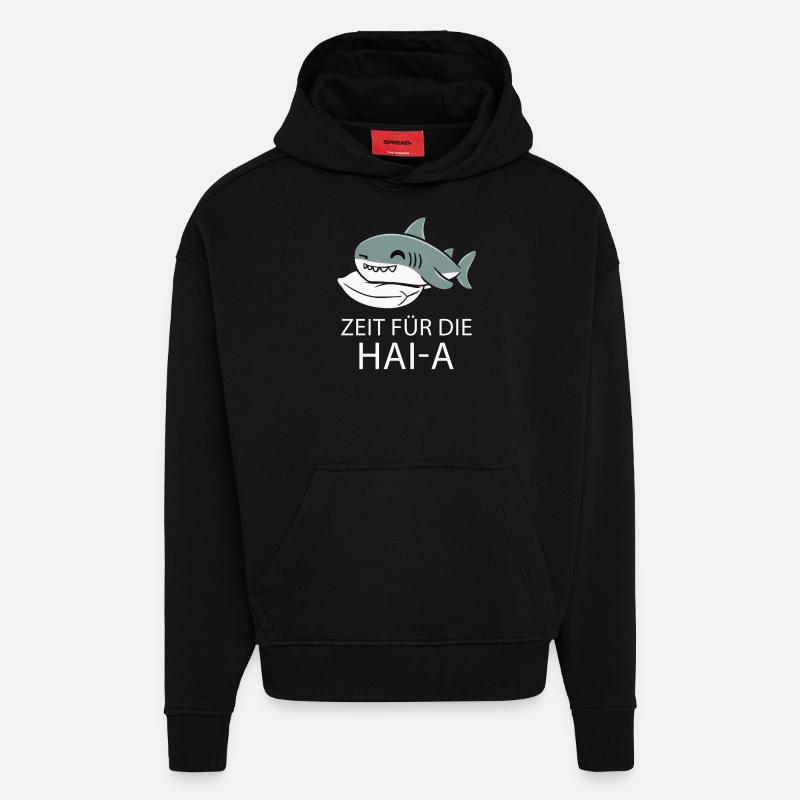 Requin Requin Requins Requin - Sweat à capuche bio épais oversize fabriqué en UE - SOLID BLACK