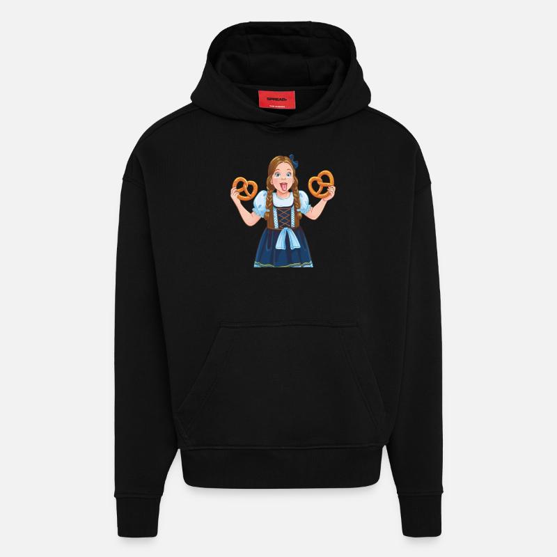 MÄDCHEN DIRNDL BREZEL - Hoodie- made by SPREAD  - SOLID BLACK