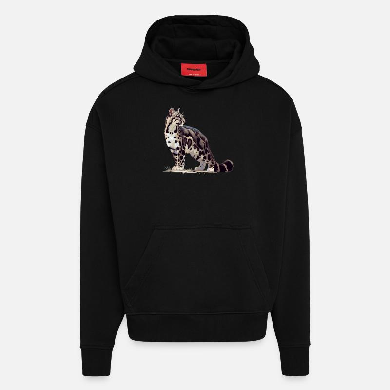 Nebelparder nébelpard néopard nébuleux - Sweat à capuche bio épais oversize fabriqué en UE - SOLID BLACK