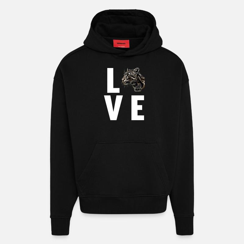 Clouded Leopard Nebelparder - Hoodie- made by SPREAD  - SOLID BLACK