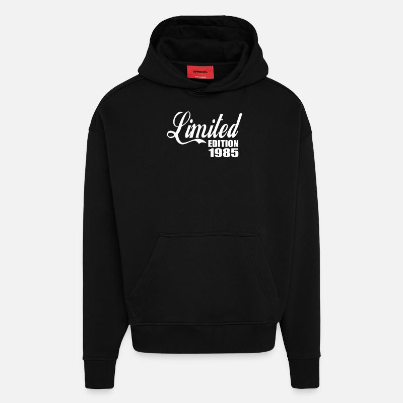 Edition limitée 1985 - Sweat à capuche bio épais oversize fabriqué en UE - SOLID BLACK