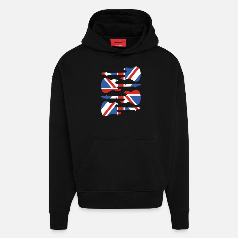 Angleterre - Sweat à capuche bio épais oversize fabriqué en UE - SOLID BLACK