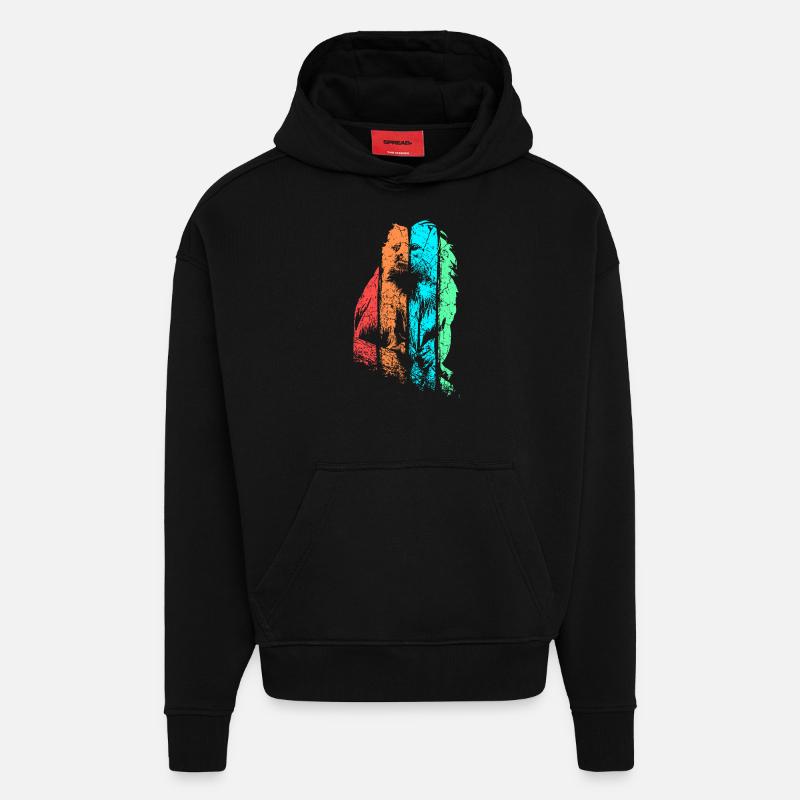 Singe Tamarin Primate - Sweat à capuche bio épais oversize fabriqué en UE - SOLID BLACK