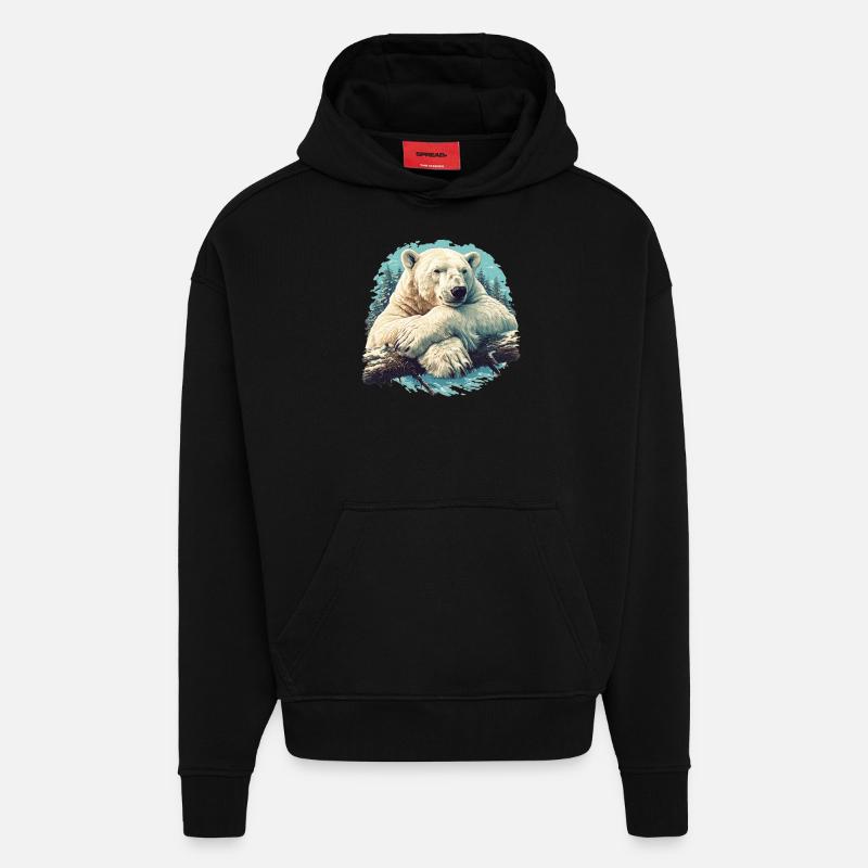 Polar Bear Eisbären Eisbär - Hoodie- made by SPREAD  - SOLID BLACK