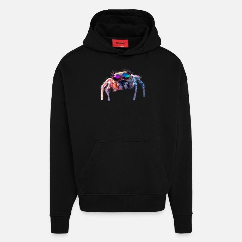 Araignée Tarentule Amour Arachnide Araignées - Sweat à capuche bio épais oversize fabriqué en UE - SOLID BLACK