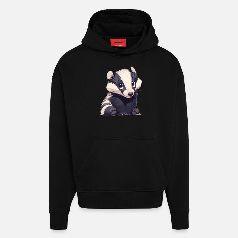 Blaireau Dachse Dachs - Sweat à capuche bio épais oversize fabriqué en UE - SOLID BLACK