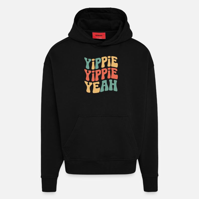 Yippie Yippie oui - Sweat à capuche bio épais oversize fabriqué en UE - SOLID BLACK